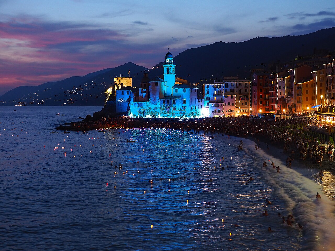 Festa della Stella Maris di notte a Camogli